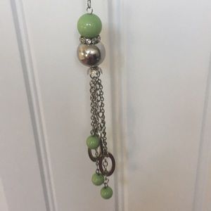 Green tassel drop necklace